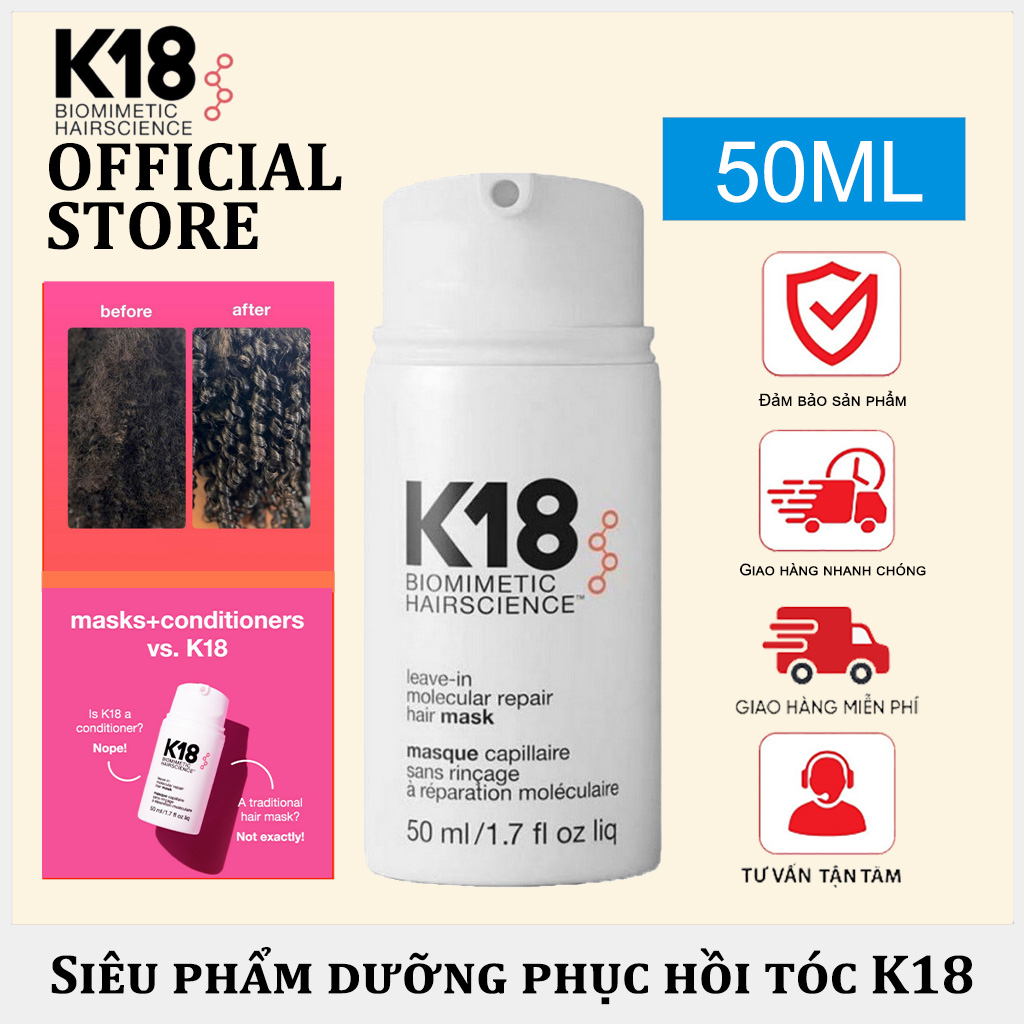 Siêu phẩm dưỡng phục hồi tóc k18 Leave-In Molecular Repair Hair Mask 50ml Mặt nạ phục hồi tóc hư tổn