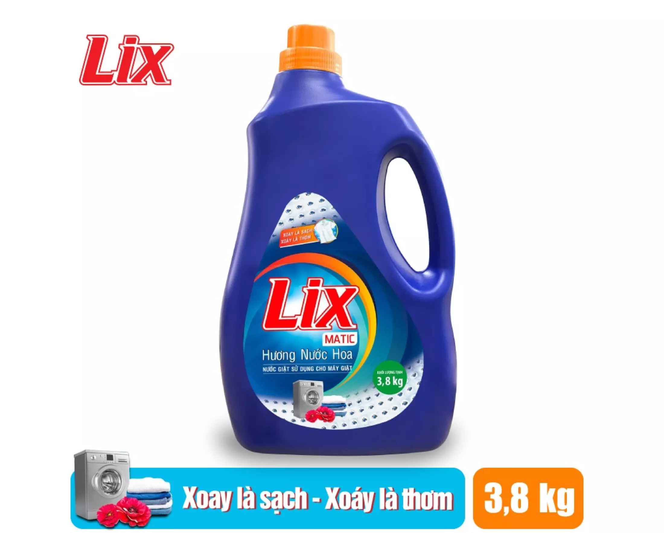 Nước giặt lix matic hương nước hoa 3.8kg - dùng cho máy giặt cửa trước