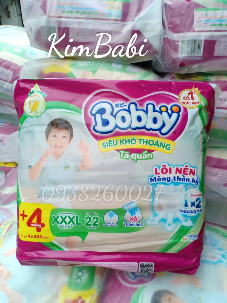 Tã Quần Bobby XXXL22 +4 miếng cho bé 20-35kg