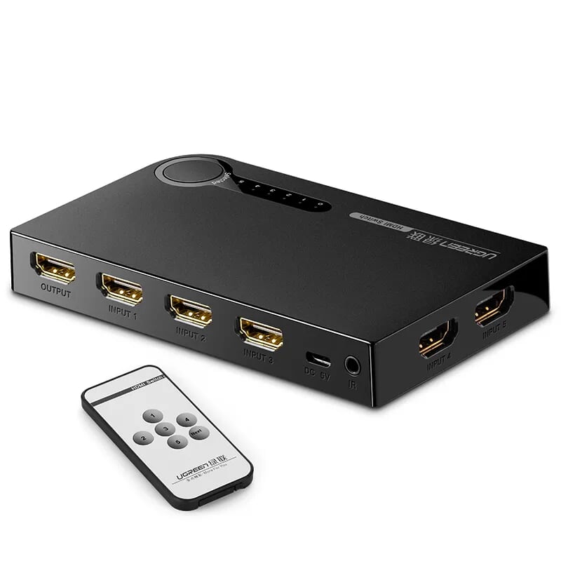 Ugreen 40205 màu đen bộ gộp hdmi 5 vào 1 hdmi chuẩn 4.1 40205