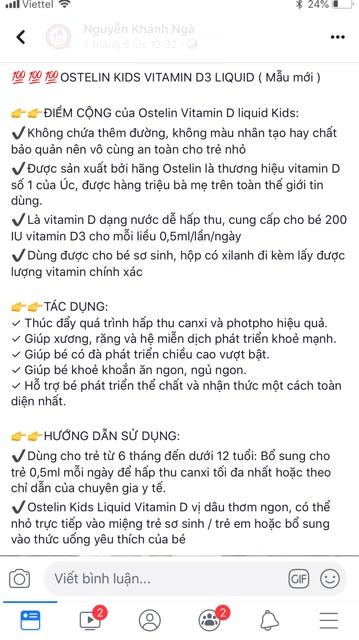 Vitamin D3 Ostelin xi lanh hàng chính hãng Úc