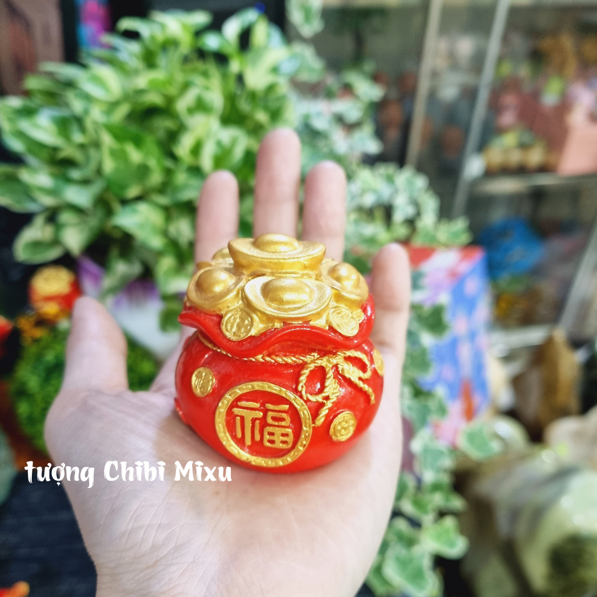 Túi vàng màu đỏ chữ phúc 5.7cm