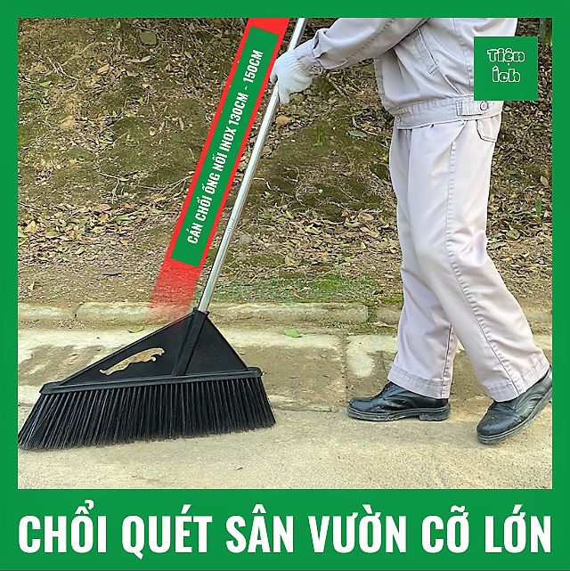 Chổi quét sân vườn chổi quét cán dài cỡ lớn sợi nhựa PET chịu nước bền bỉ kích thước 45cm 50cm 70cm