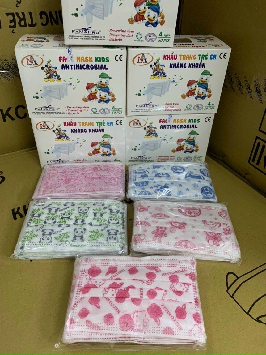 Khẩu trang y tế 4 lớp cao cấp trẻ em từ 5 - 10 tuổi hộp 50 cái
