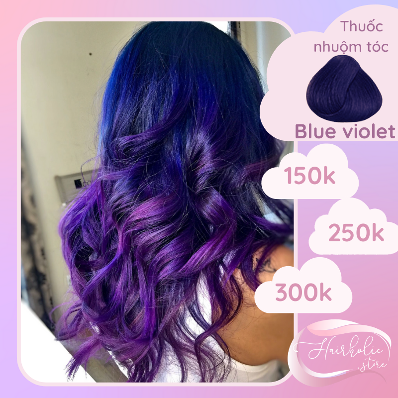 Màu nhuộm tóc màu Blue Violet khó phai + Tặng kèm ủ tóc Bio.