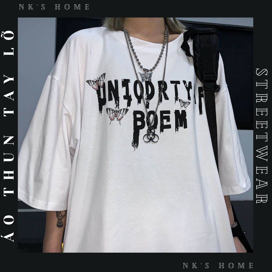 Áo thun tay lỡ unisex cho nam nữ kiểu dáng sadboiz in hình BOEM thiết kế áo phông form rộng