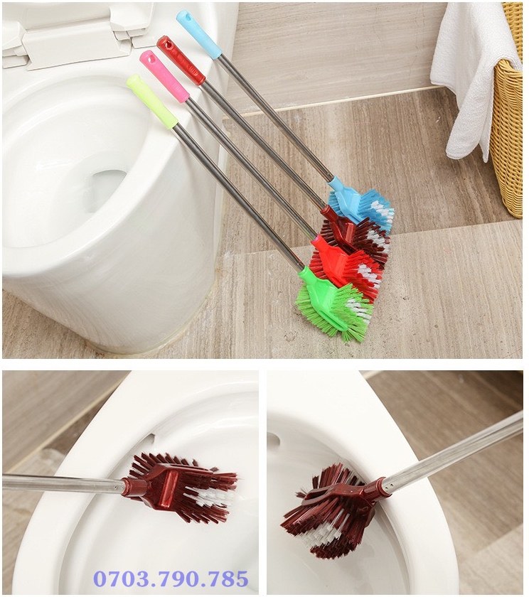 Bàn chải cọ toilet 2 đầu cán inox dài 56 cm