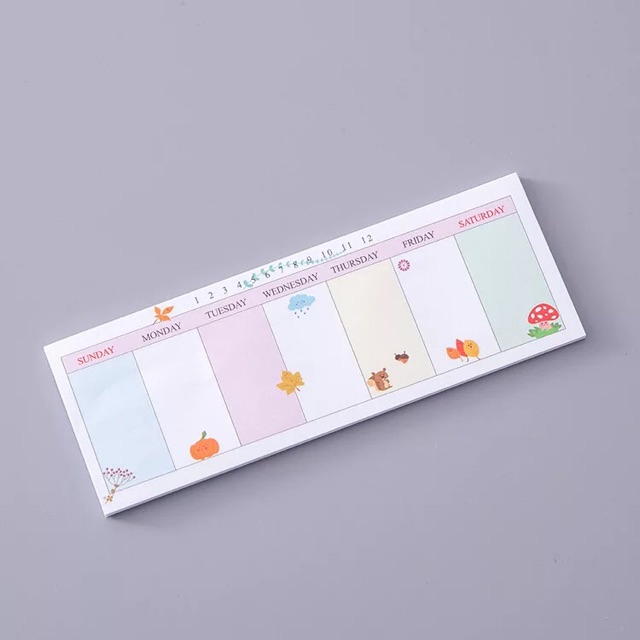 Tập ghi chú thời khóa biểu note dán kế hoạch tuần tiện dụng mẫu mùa thu