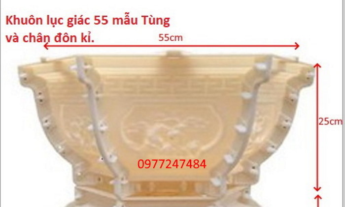 Khuôn đúc chậu cảnh ABS lục giác 55 cao 25cm.