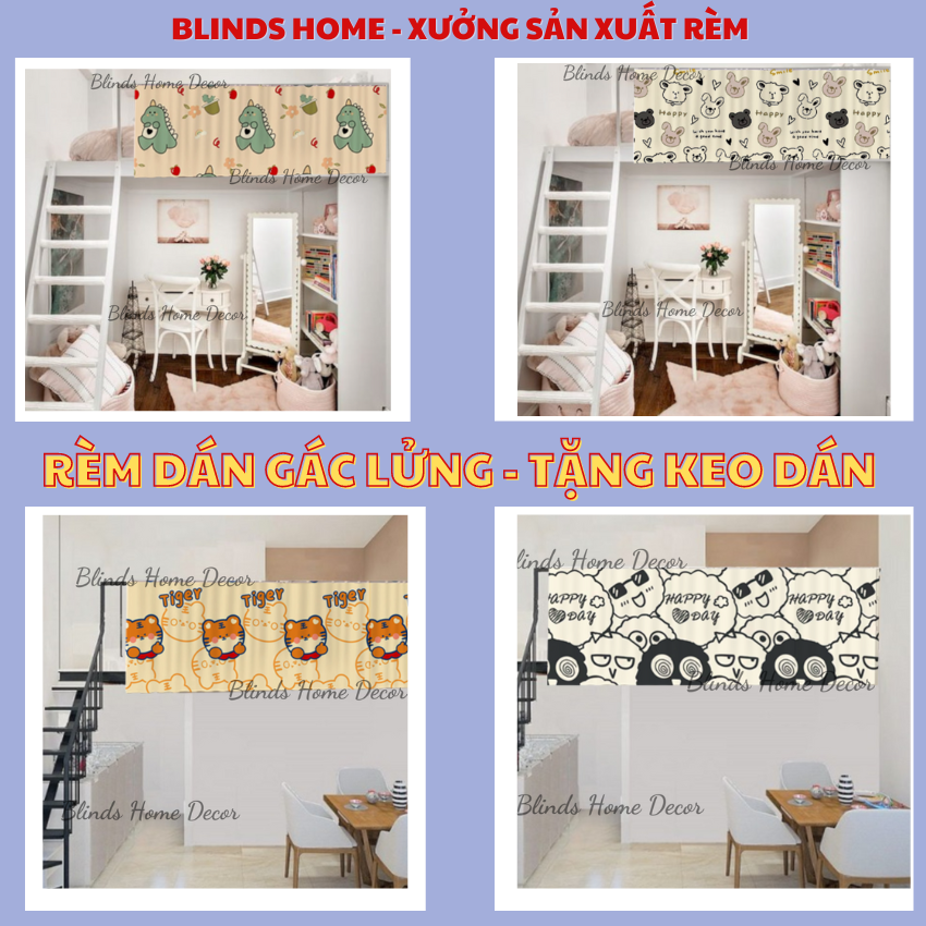 Rèm che gác lửng đa dạng kích thước, rèm dán lan can gác trọ Blinds Home che kín tiện lợi đẹp mắt ( Tặng Đầy Đủ Phụ Kiện )