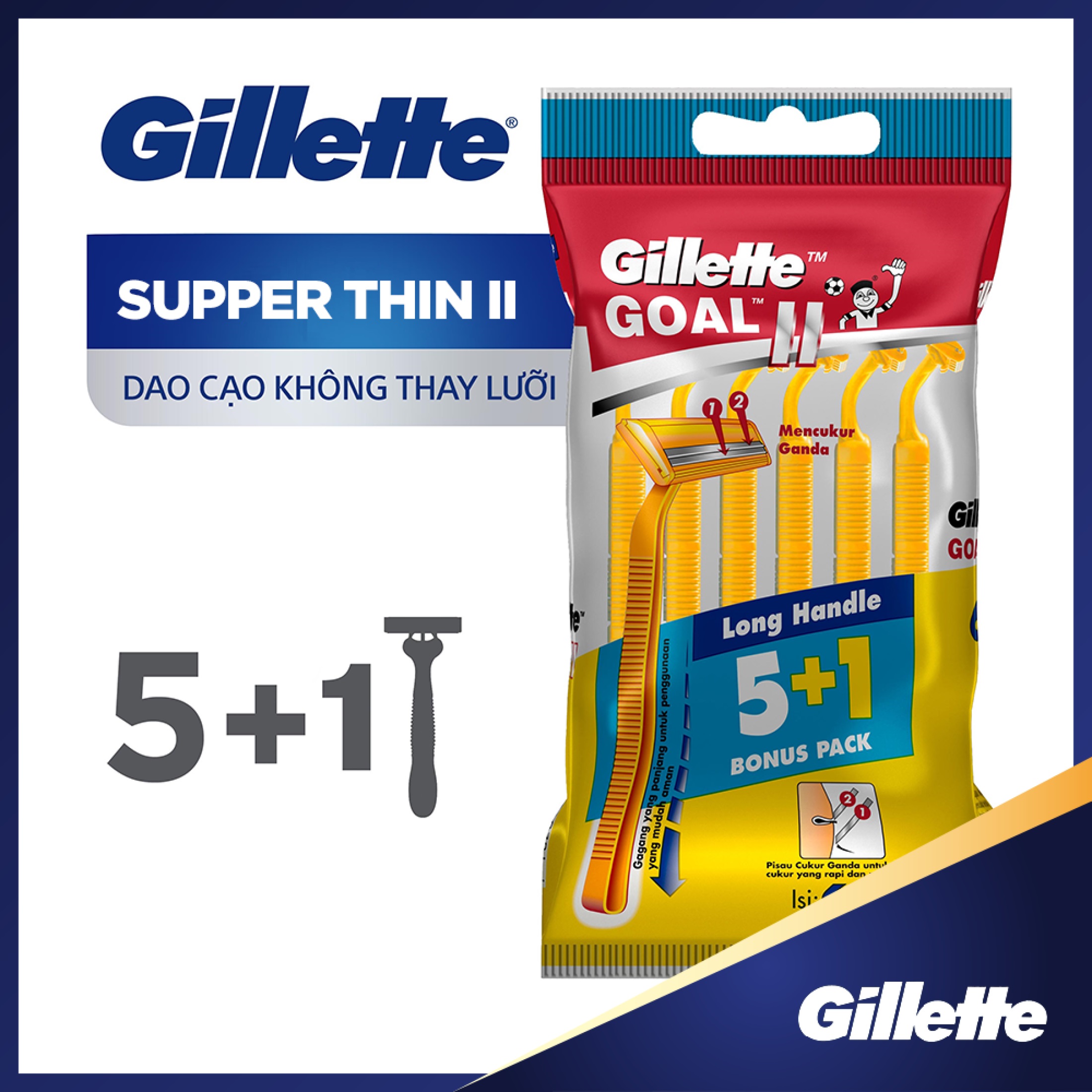 Dao cạo râu Gillette Superthin Cán vàng Gói 5+1