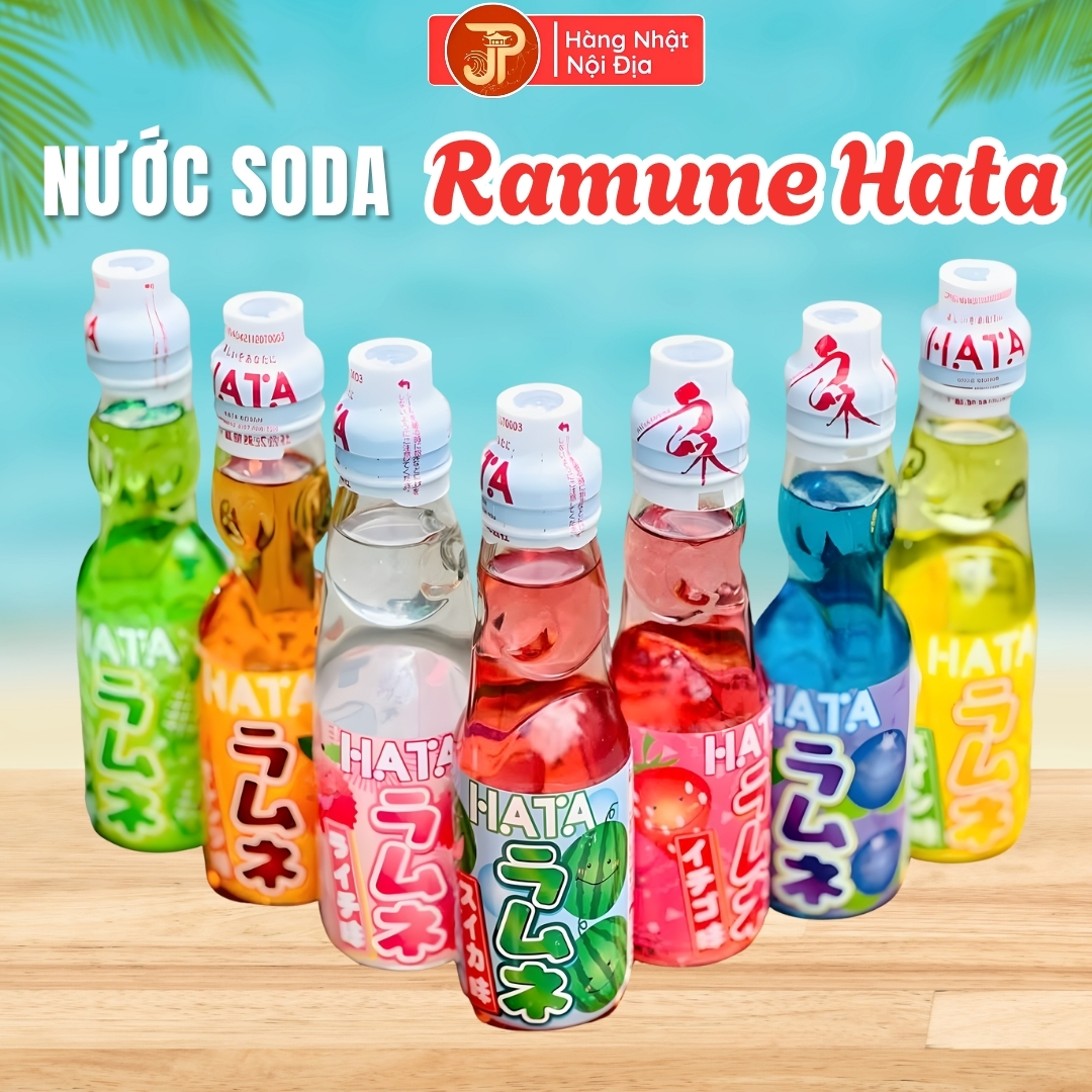 Japanese Ramune Hata Soda 200ml – Strawberry, Lychee, Melon, Blueberry & Natural Flavors – Cool Refreshment, Genuine Imported