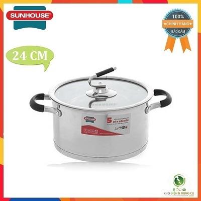 Nồi lẻ inox 5 đáy sunhouse shg24316 - 24320 - 24324 - 24326 dùng được bếp từ