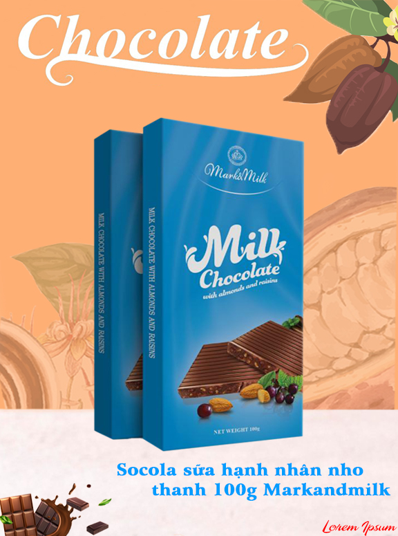 Socola sữa hạnh nhân thanh 100g Markandmilk