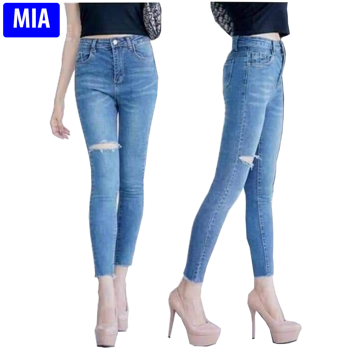 Quần jean nữ lưng cao quần jean nữ 9 tấc quần jean nữ xanh trơn quần jean nữ ôngs rộng cao cấp mi-a fashion - qjnmia021