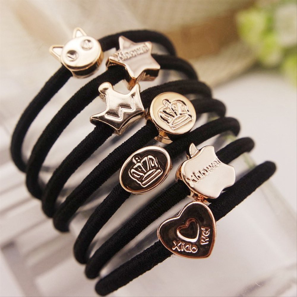 Một chiếc chun buộc tóc dây đen họa tiết Hàn, chun buộc cao cấp, mềm, co giãn tốt, không kén tóc , dây cột tóc, cột tóc nữ, thun buộc tóc - taphoatoanquoc