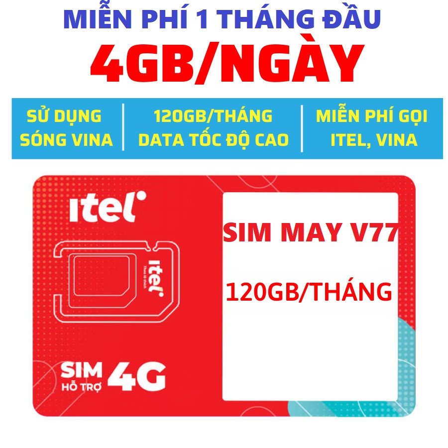 SIM 4G ITELECOM INDOCHINA miễn phí tháng đầu GÓI MAY - TẶNG 120GB - GỌI MIỄN PHÍ FREESHIP - CHƯA KÍC