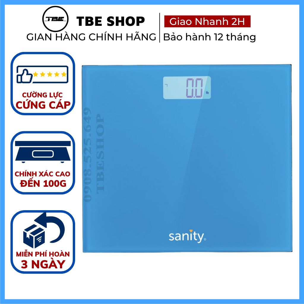 Cân Điện Tử Cân Người Sanity 150kg Độ Chính Xác Cao Đến 100g Theo Dõi Sức Khỏe Bảo Hành 1 Năm ( Màu Xanh )