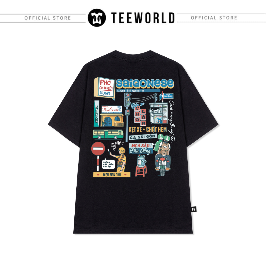 Áo thun Teeworld Saigon Traffic T-shirt Trắng Đen Form Rộng Unisex Nam Nữ
