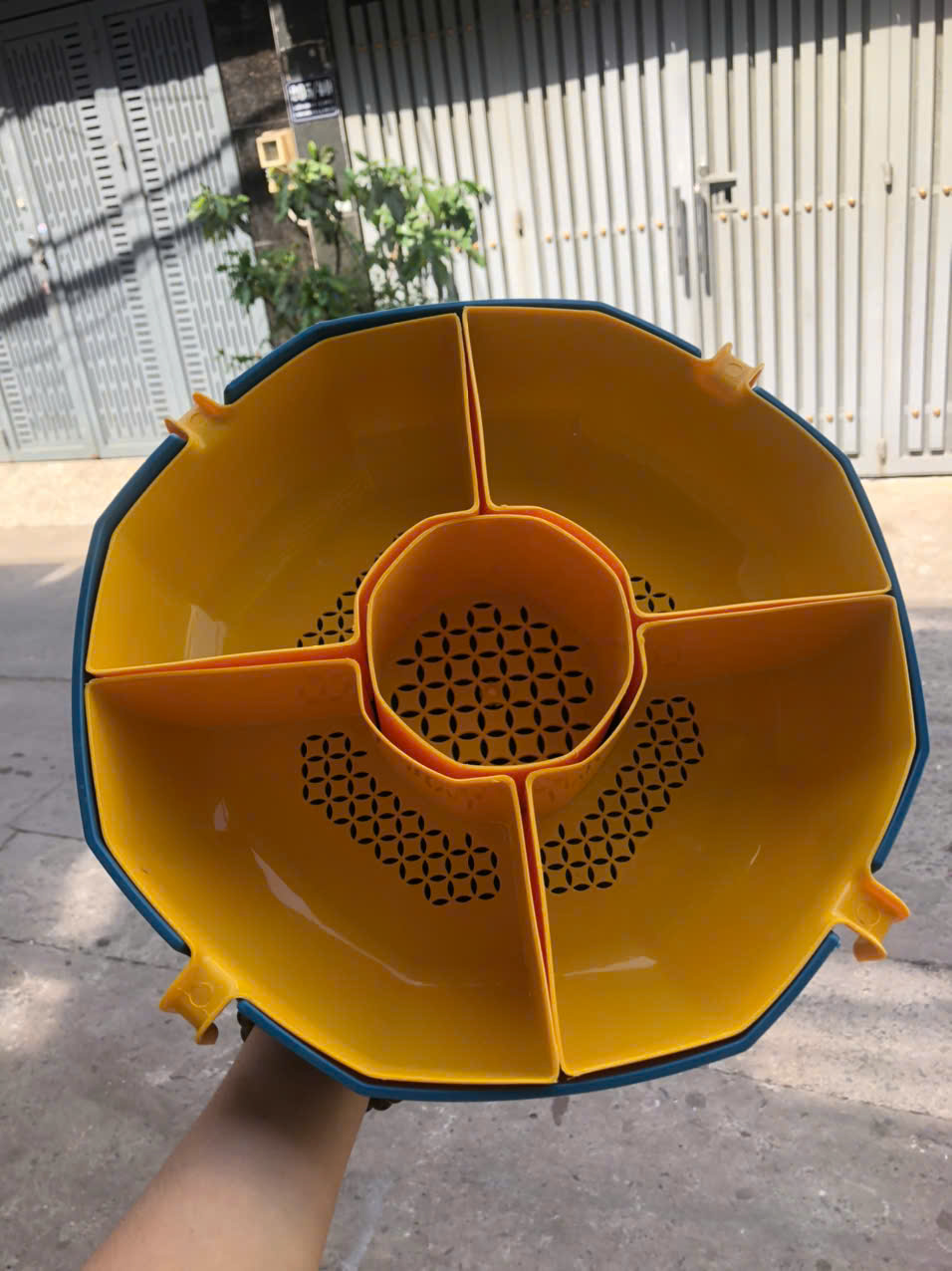 Rổ Nhựa Đa Năng Đựng Đồ Ăn Lẩu- 5 Ngăn- Khay Hoa Qủa-Đĩa Xoay 360độ Tiện Lợi