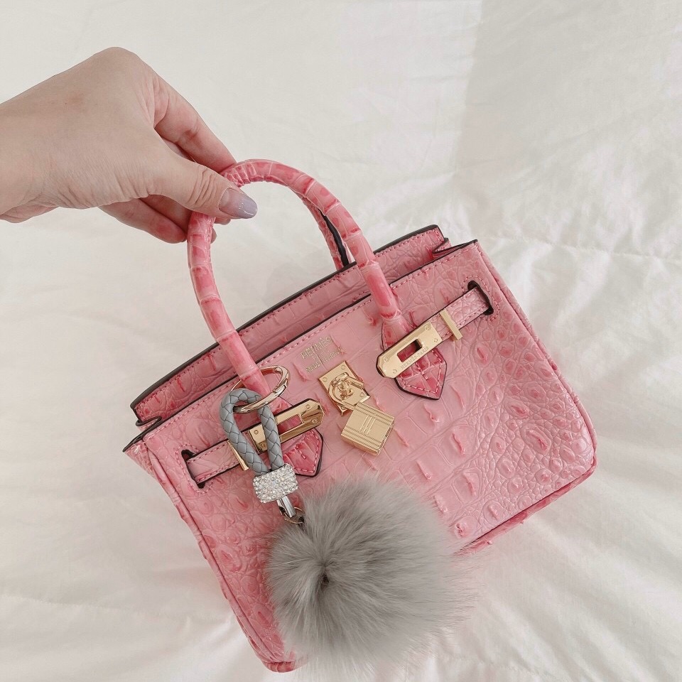 Túi xách nữ đeo chéo Birkin vân da cá sấu nổi chất lì khoá vàng size 20 cao cấp nhiều màu