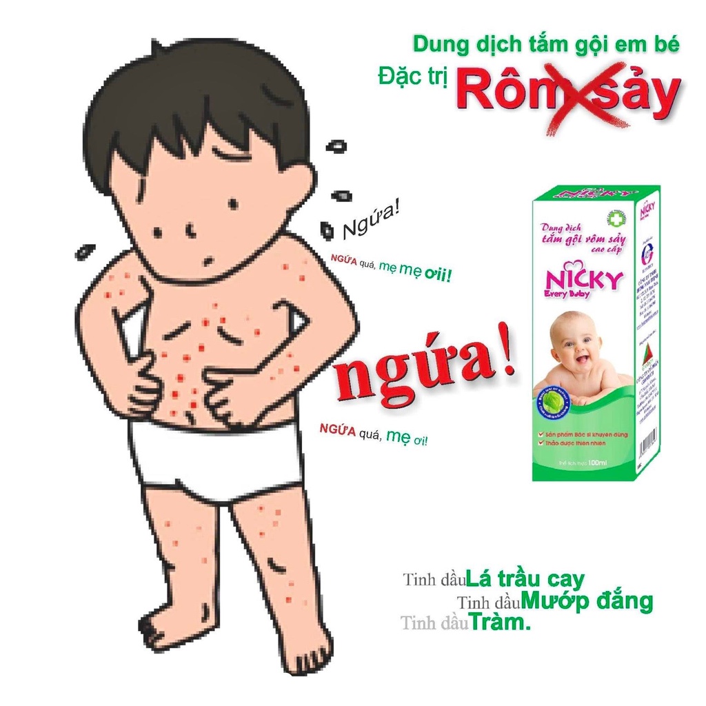 Dung dịch dược liệu tắm gội rôm sảy Nicky 100ml