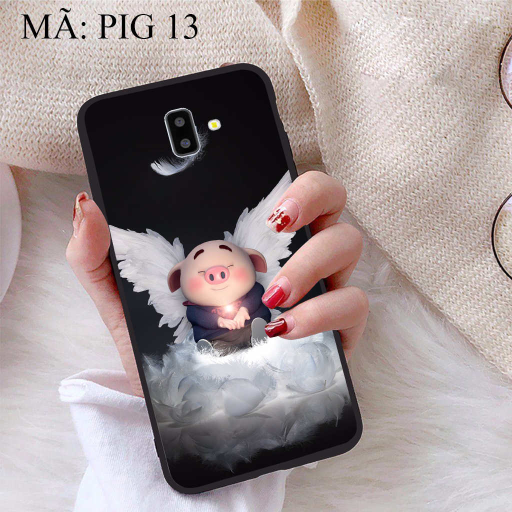 Ốp lưng iCase dành cho Samsung Galaxy J6 Plus viền dẻo TPU BST Pig Cute