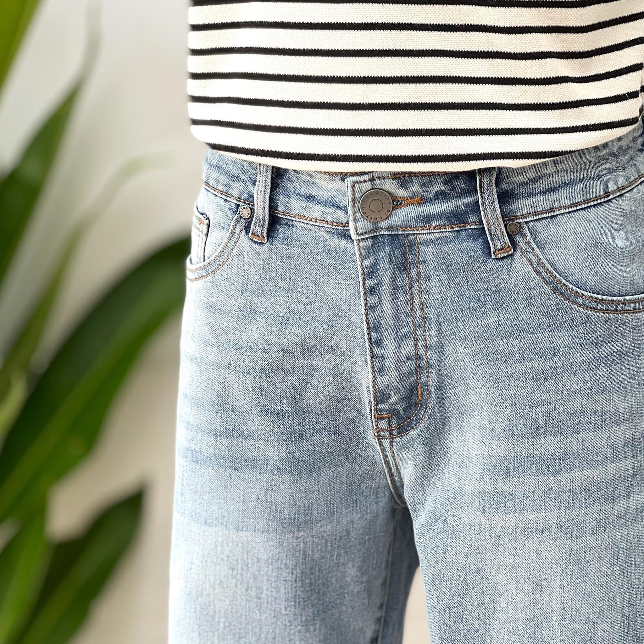 Quần jean nam LB LinhBig Store, vải jean denim co giãn, màu xám thời trang cắt rách, phom slim fit DNBB5143