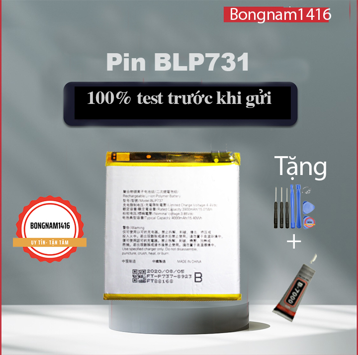 Pin oppo blp731 / realme 5 pro / realme 5pro / realme q tặng bộ sửa và keo dán b7000.