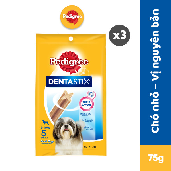 PEDIGREE Dentastix Bánh Xương Cho Chó Nhỏ (3 túi, 75g)