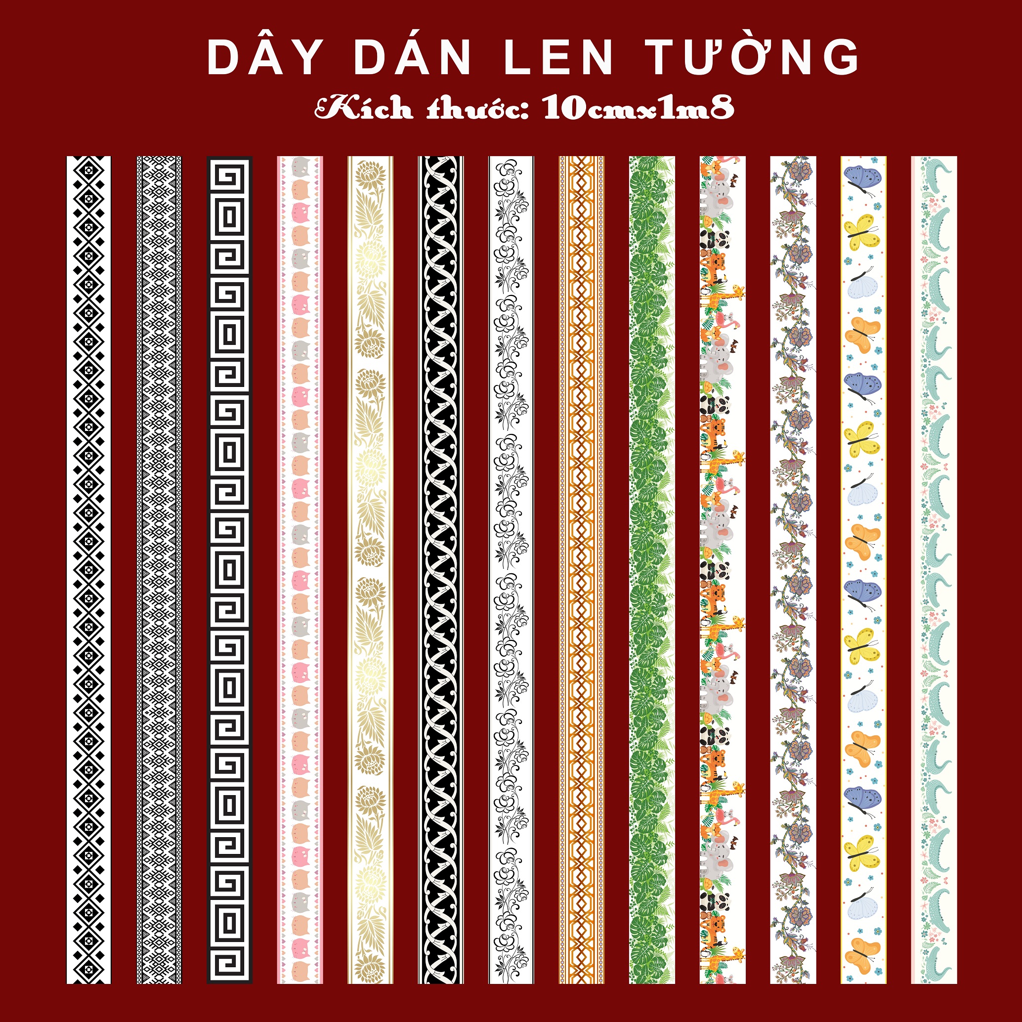 Decal dán len tường kích thước cm - trang trí nội thất