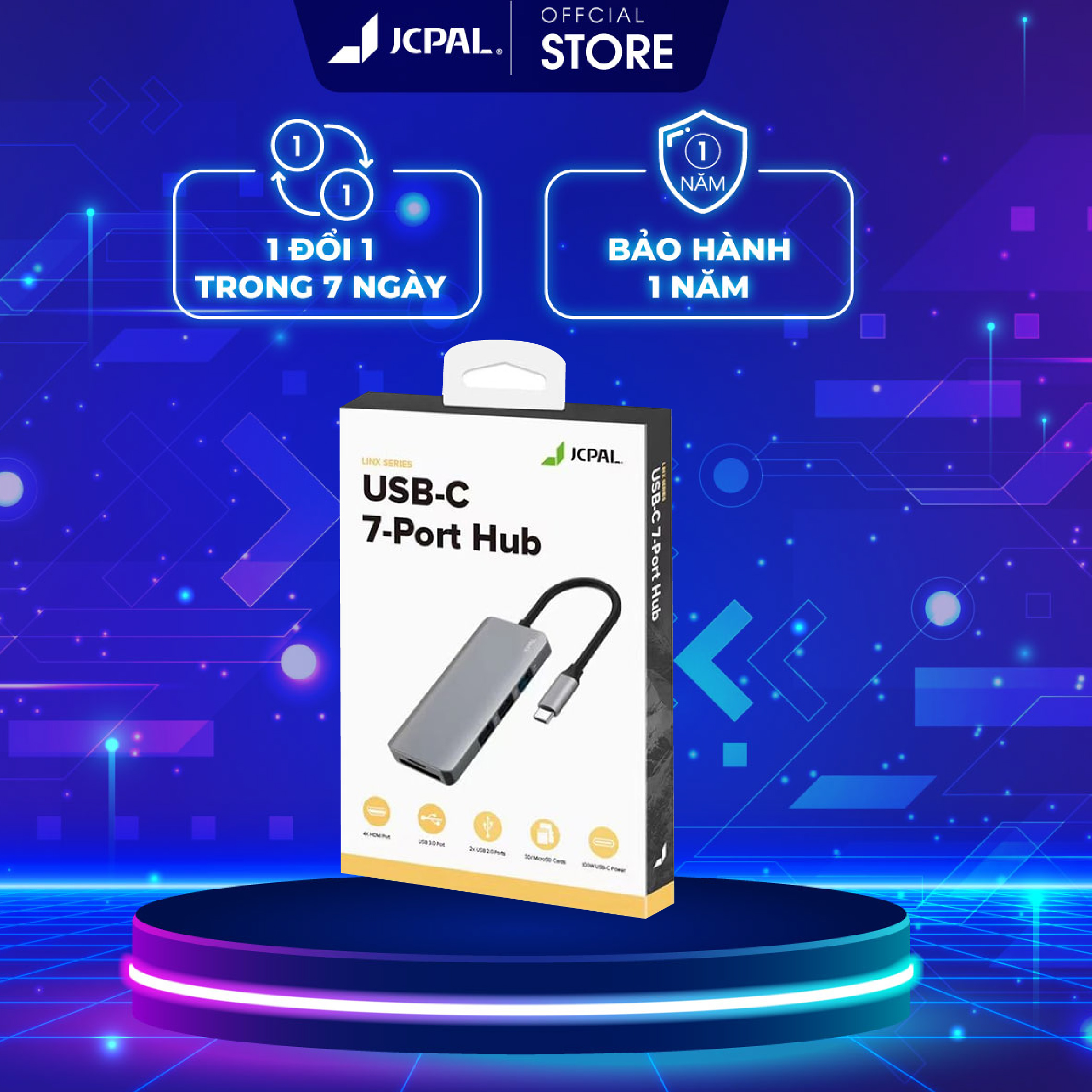 Cổng Chuyển đổi JCPAL USB - C Multiport 7IN1 - Grey