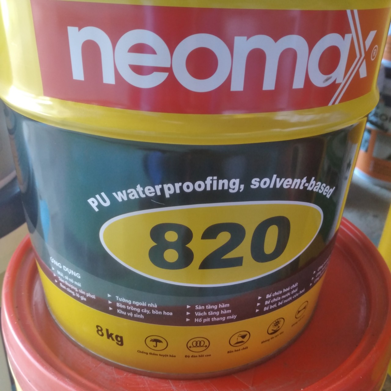 Neomax 820 lon 8kg chống thấm lộ thiên sàn, mái, ban công, tường đứng