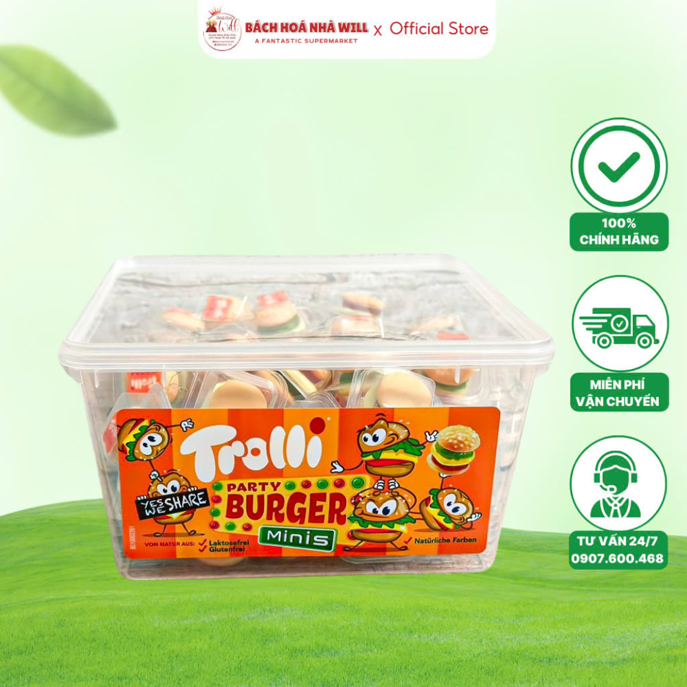 Kẹo Dẻo TROLLI BURGER Minis 600g ( 60 Viên)