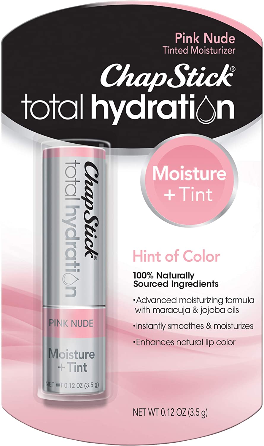 Son dưỡng môi ChapStick Total Hydration Moisture + Tint Pink Nude Tinted Lip Balm Tube, Tinted Moisturizer - 0.12 Oz