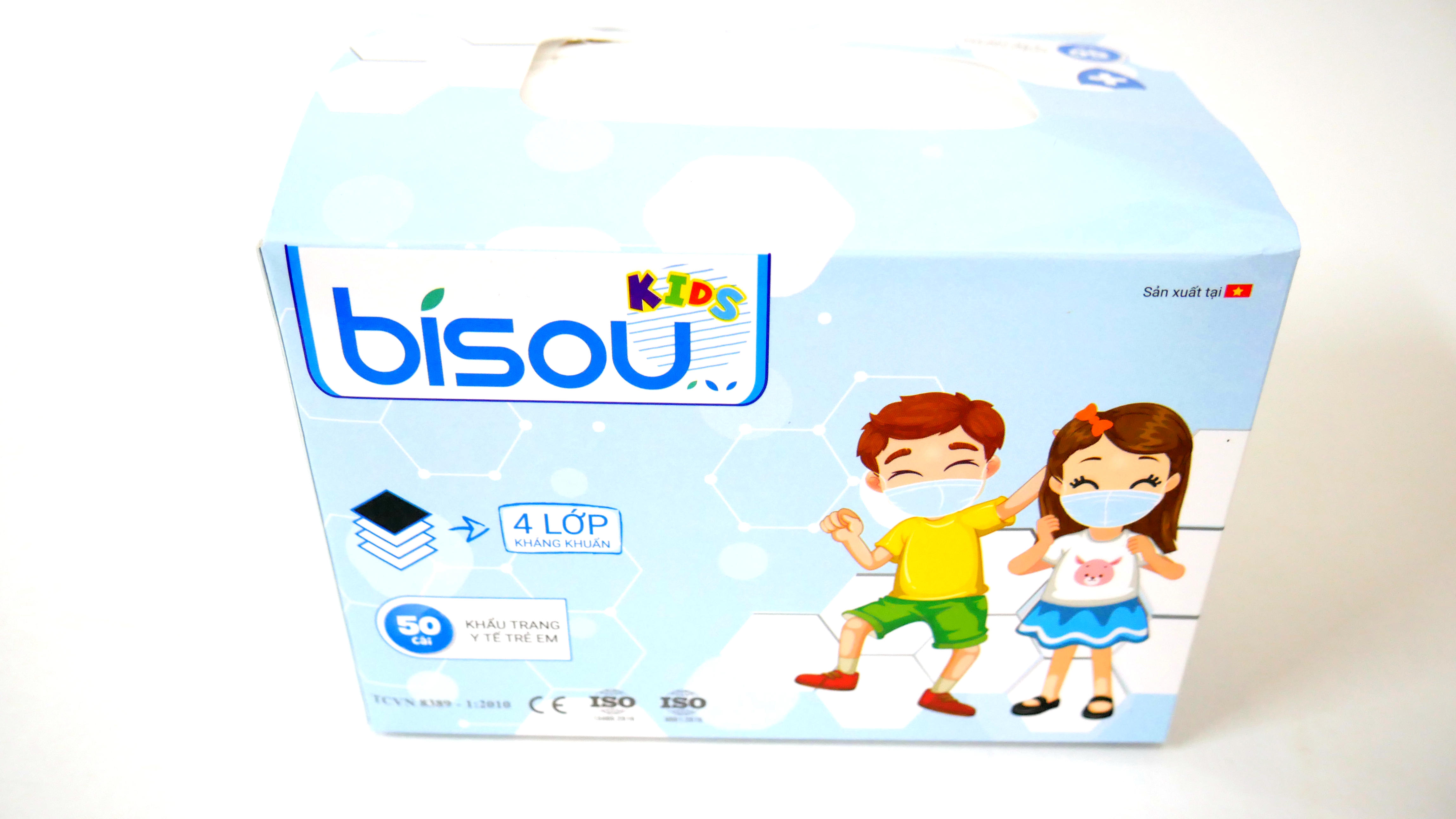 Khẩu trang Y tế Bisou cho bé từ 6 tháng đến 10 tuổi, khẩu trang 4d Cho trẻ em