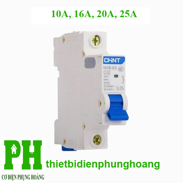 Aptomat - MCB CHINT 1 Pha (10A, 16A, 20A, 25A) loại NXB-63 6ka [CHÍNH HÃNG] [GIAO NHANH]