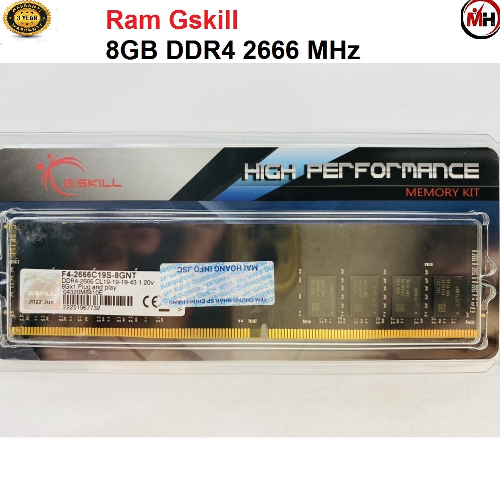 Chính hãng Ram GSKill DDR4 8GB bus 2666MHz bảo hành 36 tháng