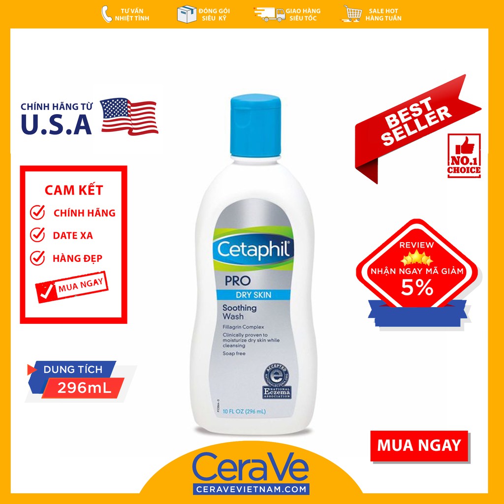 Cetaphil Pro Dry Skin Soothing Wash - Sữa tắm dưỡng ẩm