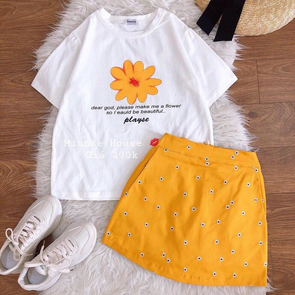 Sét Áo Và Chân Váy Chấm Hoa L-T Fashion Freesize 40-55kg Phù Hợp Với Mọi Phong Cách.