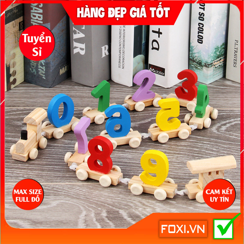 Đồ chơi Đoàn tàu hỏa thả hình Foxi Đoàn tàu kéo xe số Đoàn tàu kéo xe chữ Đoàn kéo xe 12 con giáp Bằng gỗ