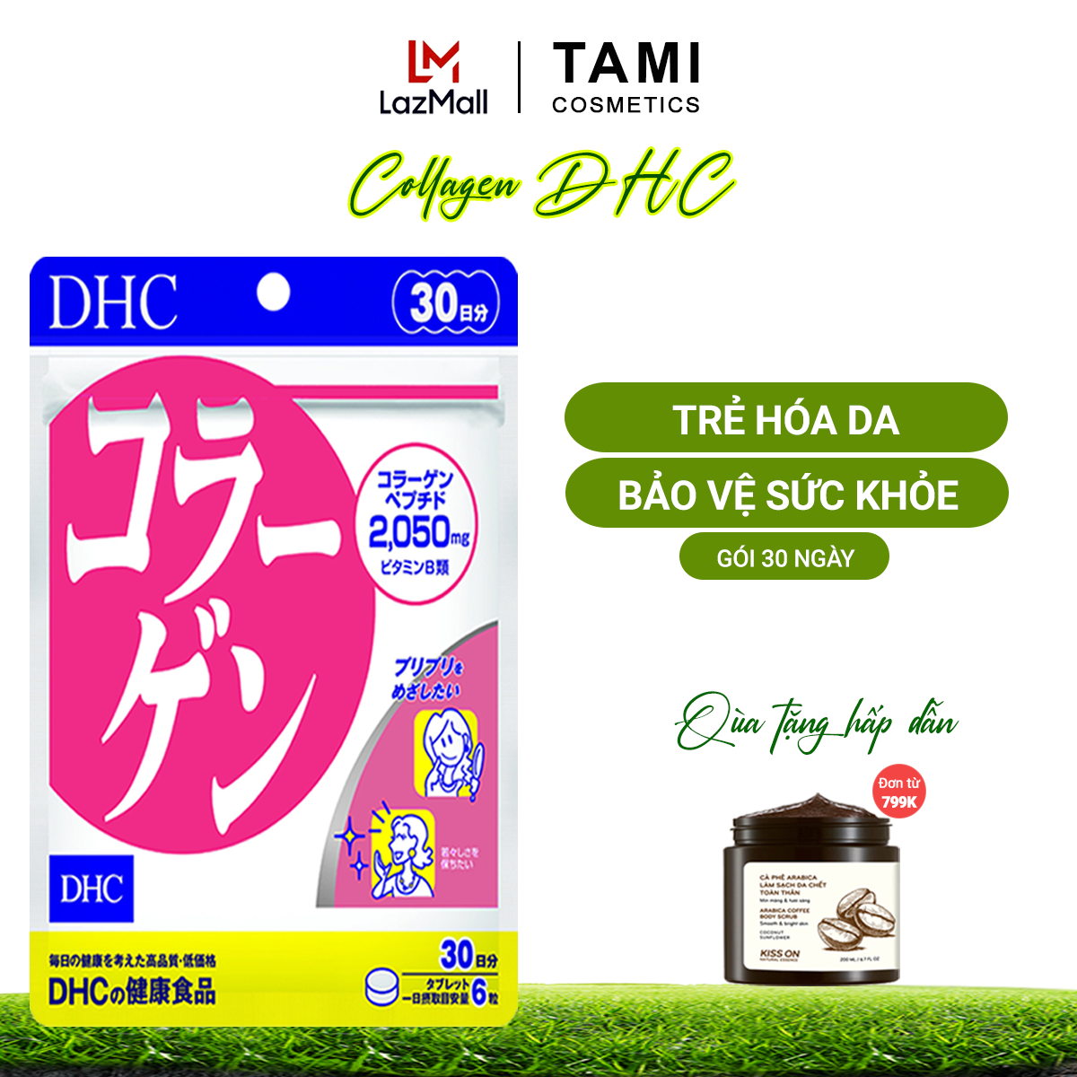 Viên uống collagen DHC Nhật Bản thực phẩm chức năng giúp chống lão hoá da, tăng khả năng đàn hồi, hỗ trợ xương khớp gói 30 ngày TA-DHC-COL30