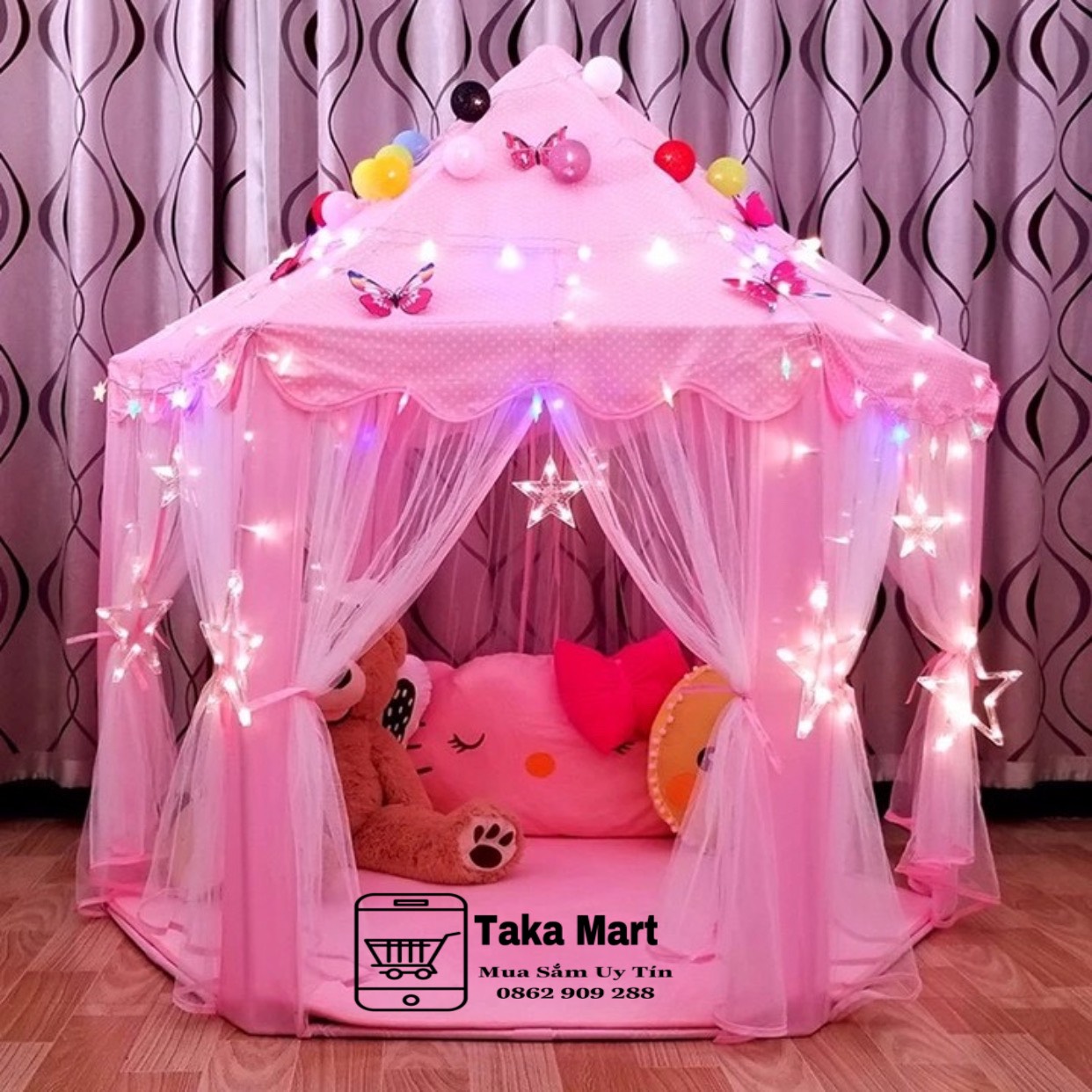 Lều Công Chúa, Lều Hoàng Tử, Lều Cho Bé Phong Cách Hàn Quốc, Có Đèn Led, Hàng Loại 1 Chắc Chắn Dễ lắp Đặt, Lều Dễ Thương, Taka Mart