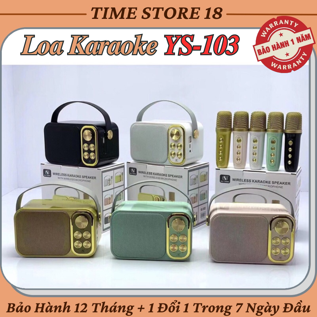 Loa karaoke mini ys-103 đi kèm 1 micro không dây , loa bluetooth, loa hát karaoke