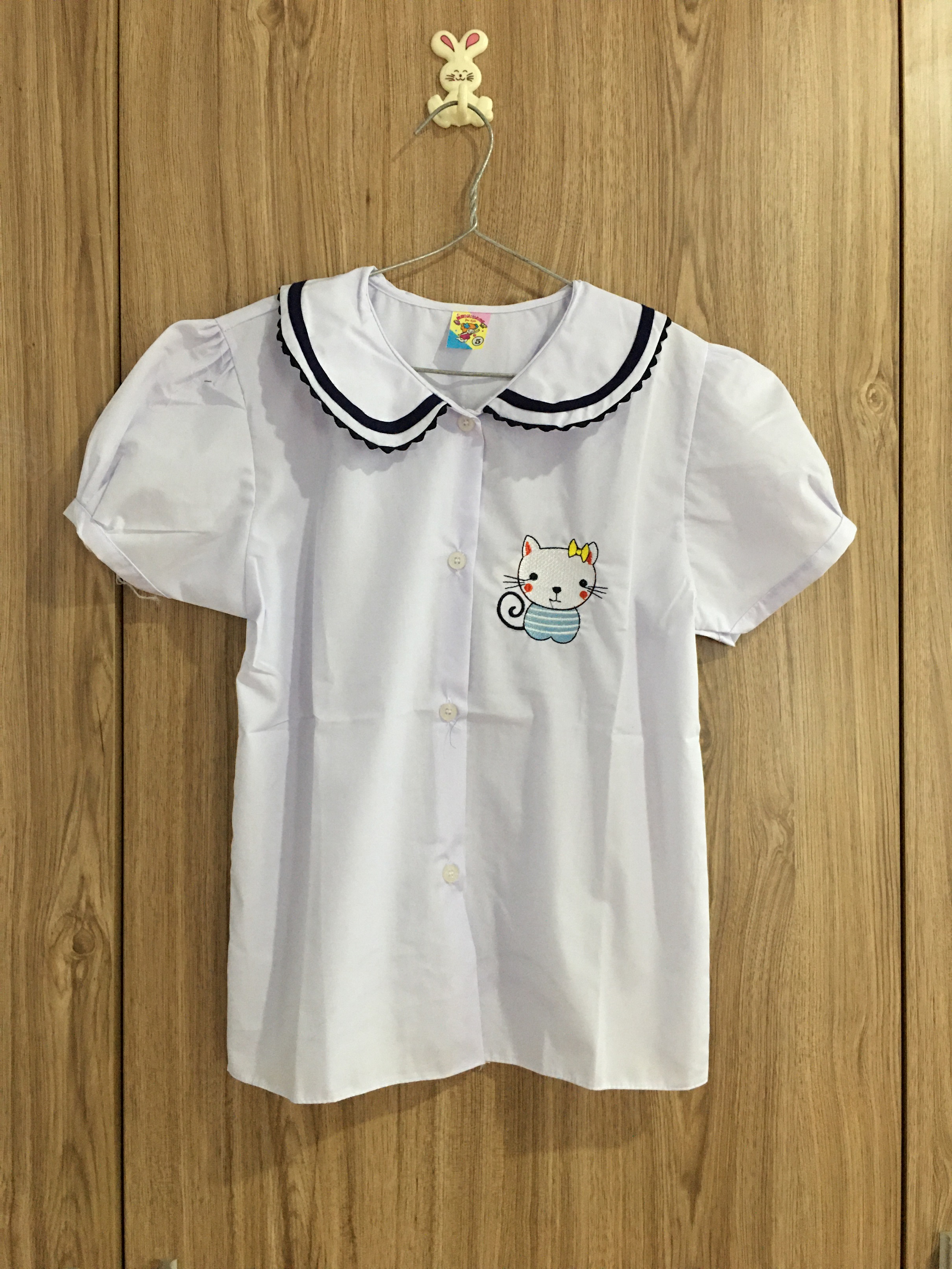 ÁO SƠ MI NỮ TRẮNG HỌC SINH  CỔ SEN TAY PHỒNG (18kg-40kg)