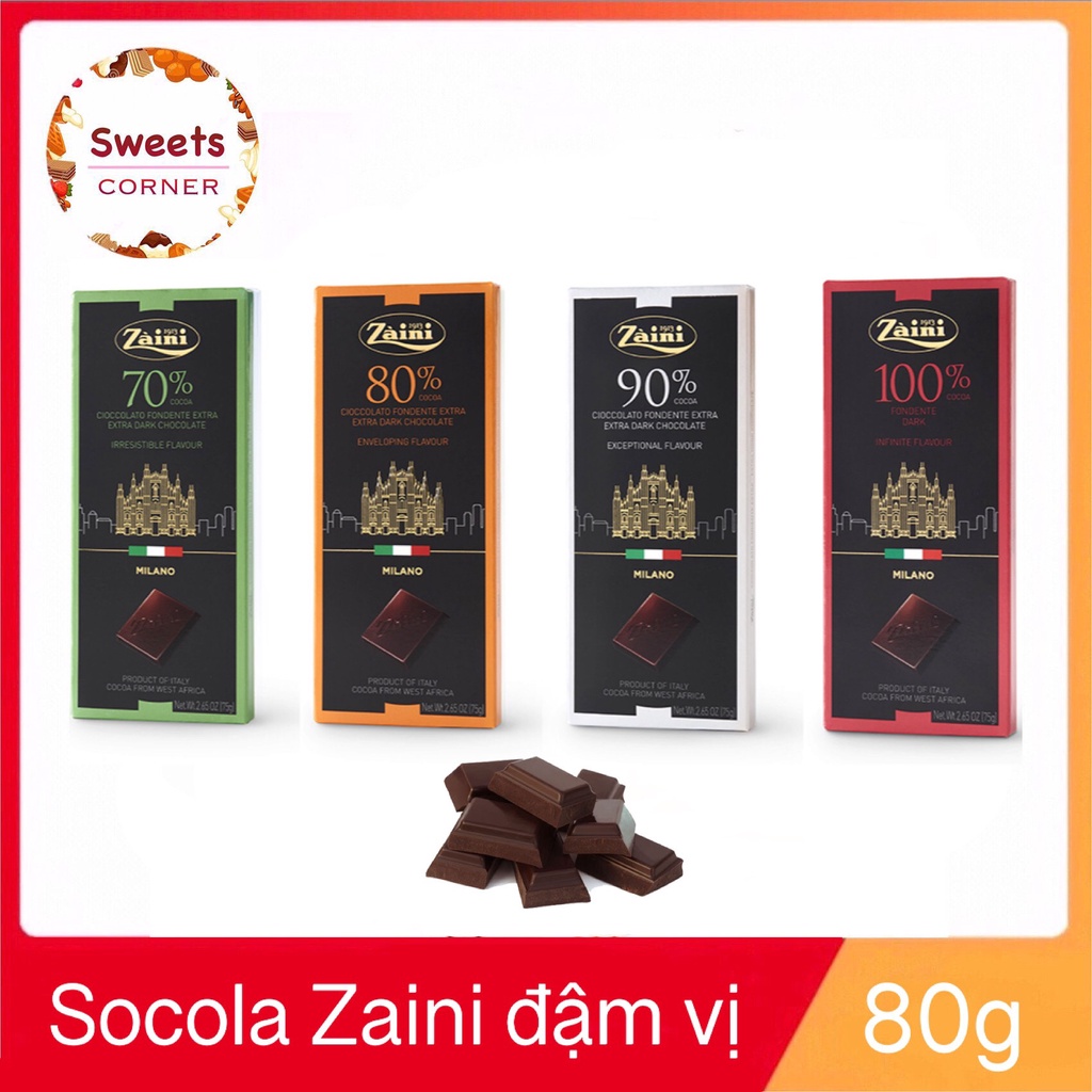 Socola Zaini đậm vị cacao Cioccolato Fondente Extra 75g