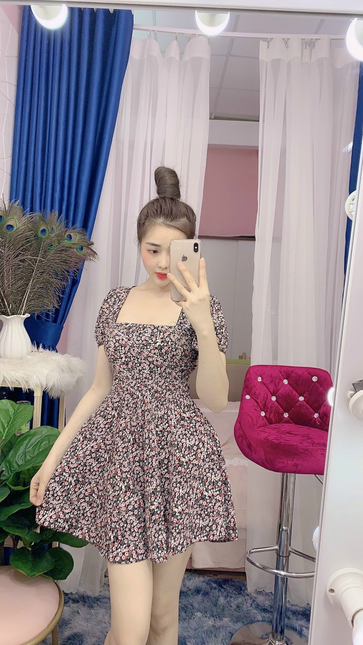 Jum nữ bông lụa họa tiết hoa nhí , tiểu thư xinh đẹp m628
