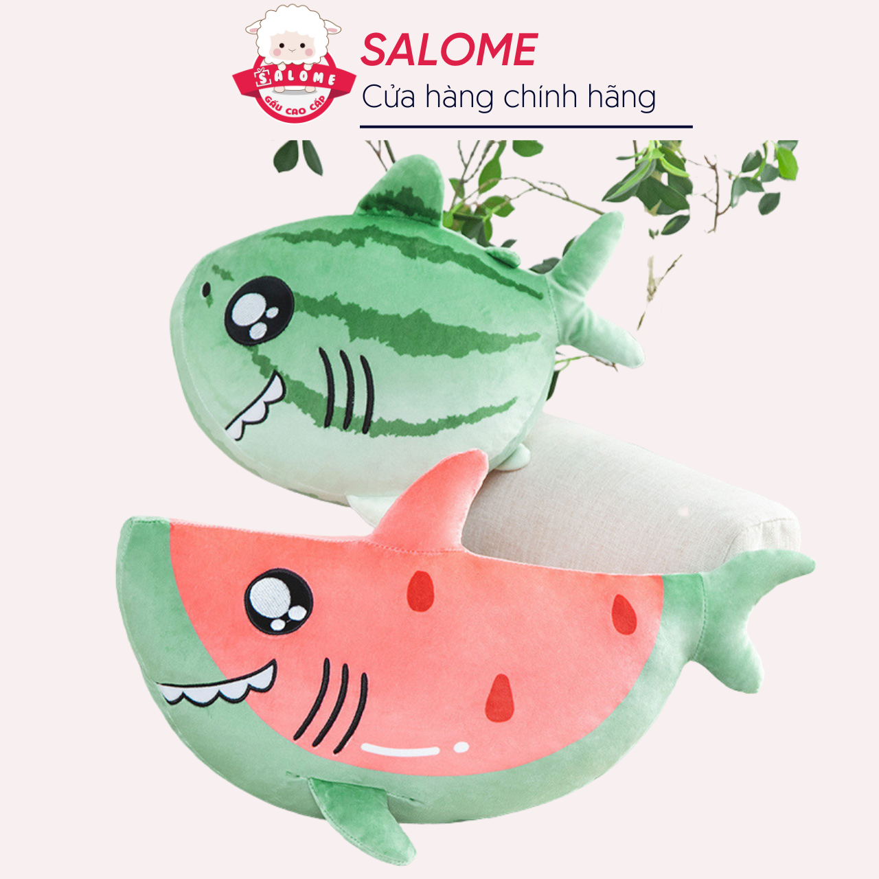 Gấu bông con cá mập dưa hấu size 40cm-85cm cute to khổng lồ vải miniso mềm mịn salome tp hcm, thú nhồi bông cá mập xanh đỏ qùa tặng cao cấp