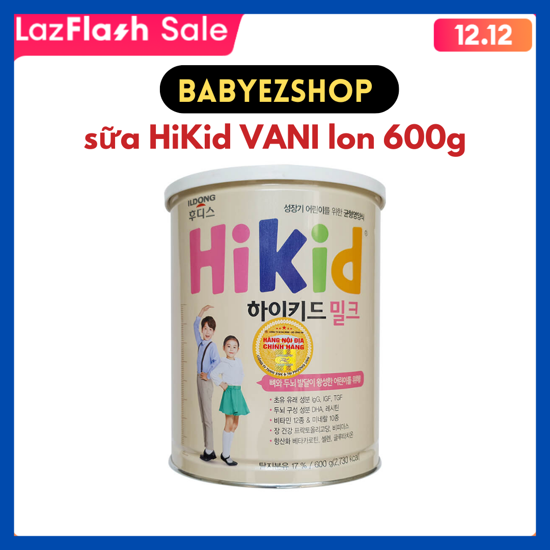 (FREESHIP) Sữa Hikid vị vani tăng chiều cao cân nặng cho bé từ 1 tuổi hộp 600g