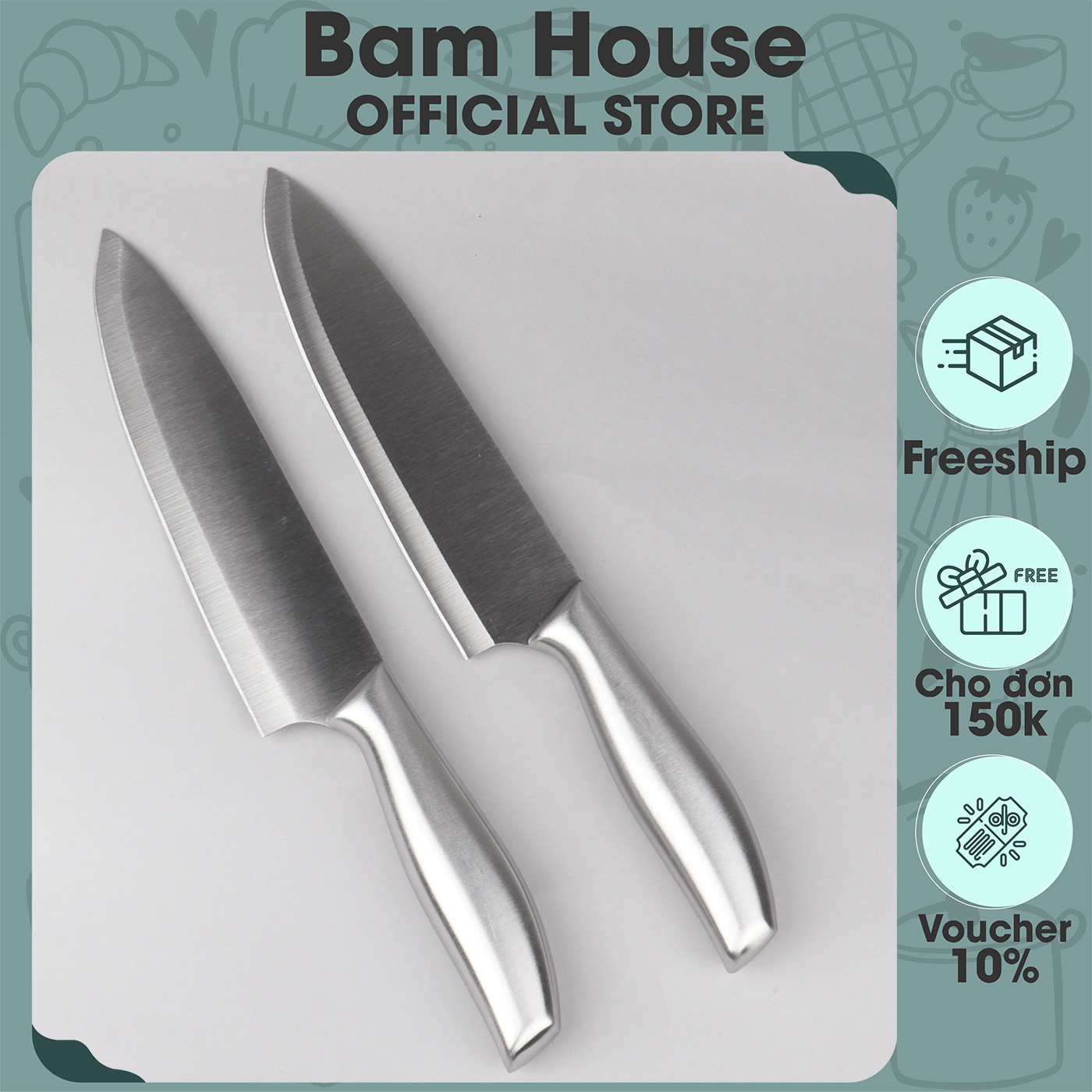Dao bếp cán đúc Bam House chất liệu inox chuyên thái cắt cao cấp DCD05 - Dao làm bếp Dao bep